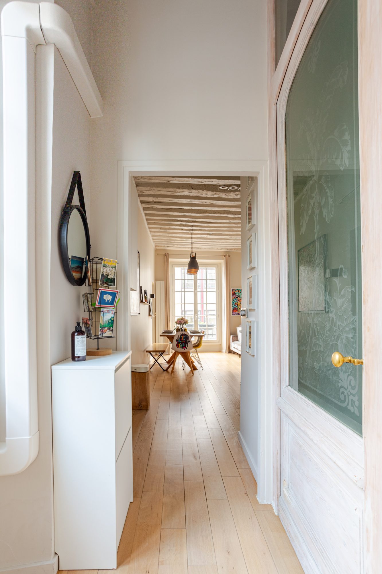 The hallway, looking through to the living room